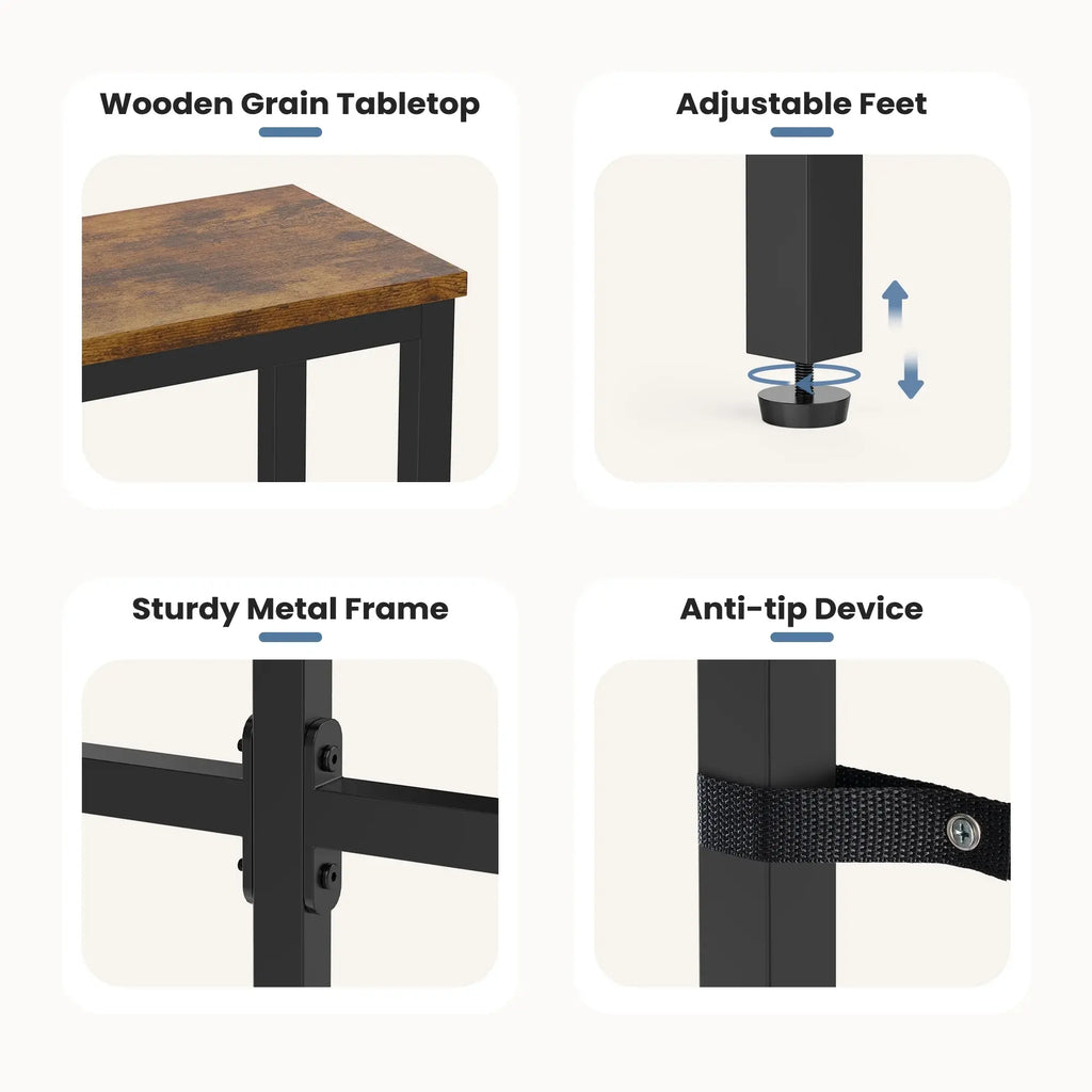 Console Table with Outlet, 63 Inch Sofa Table with Charging Station