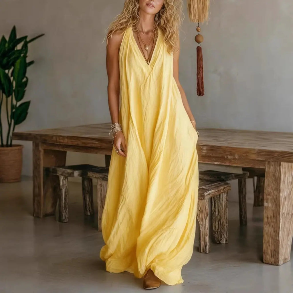 Casual Sleeveless Hollow Holiday Jumpsuit 2026 Fashion High Street Wide Leg Playsuits Simple Solid Color V-Neck Summer Rompers