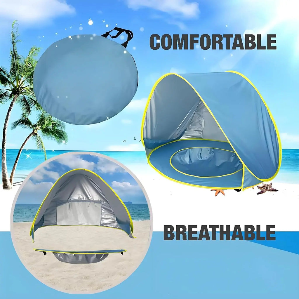 Pop up Baby Beach Tent & Pool Combo – Instant Setup Sun Shelter with UV Protection – Portable Shade Canopy with Carry Bag – for Beach, Camping, Travel & Backyard – Blue