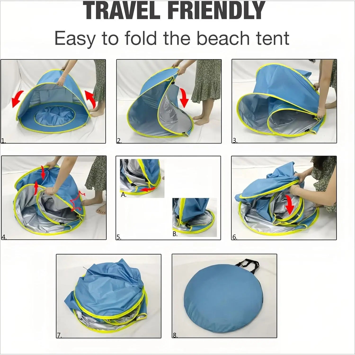 Pop up Baby Beach Tent & Pool Combo – Instant Setup Sun Shelter with UV Protection – Portable Shade Canopy with Carry Bag – for Beach, Camping, Travel & Backyard – Blue