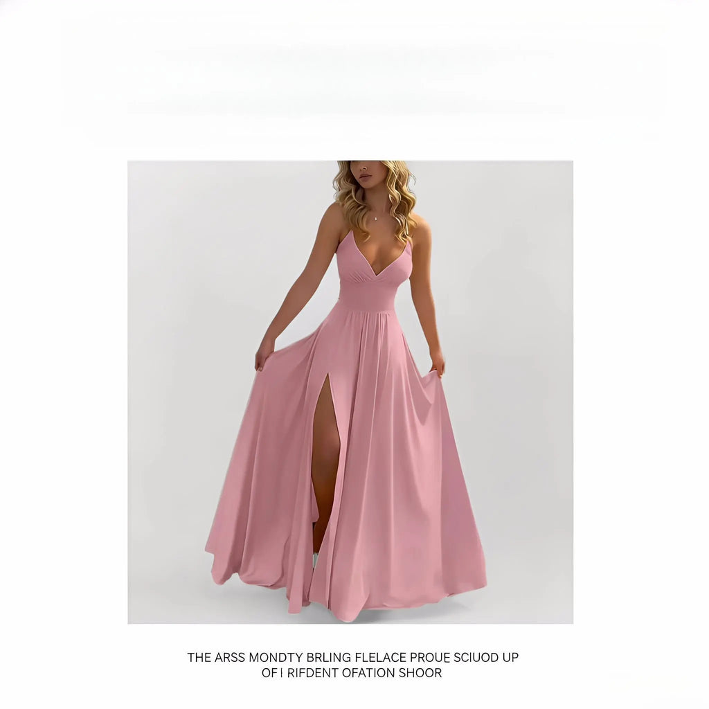 2026 Spring New Women'S Clothing, European and American Cross-Border Suspender Dress, Fashionable and Sexy Split-Ended Solid Color Dress