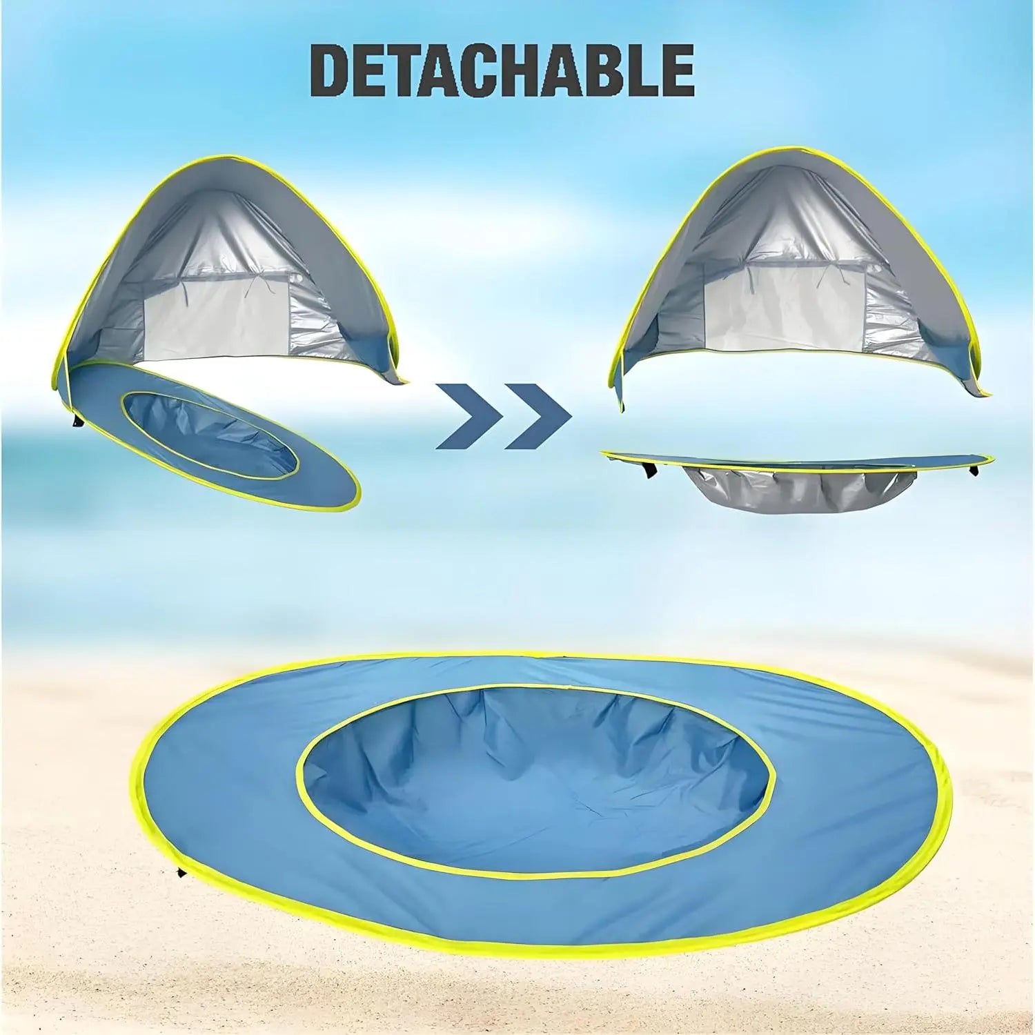 Pop up Baby Beach Tent & Pool Combo – Instant Setup Sun Shelter with UV Protection – Portable Shade Canopy with Carry Bag – for Beach, Camping, Travel & Backyard – Blue