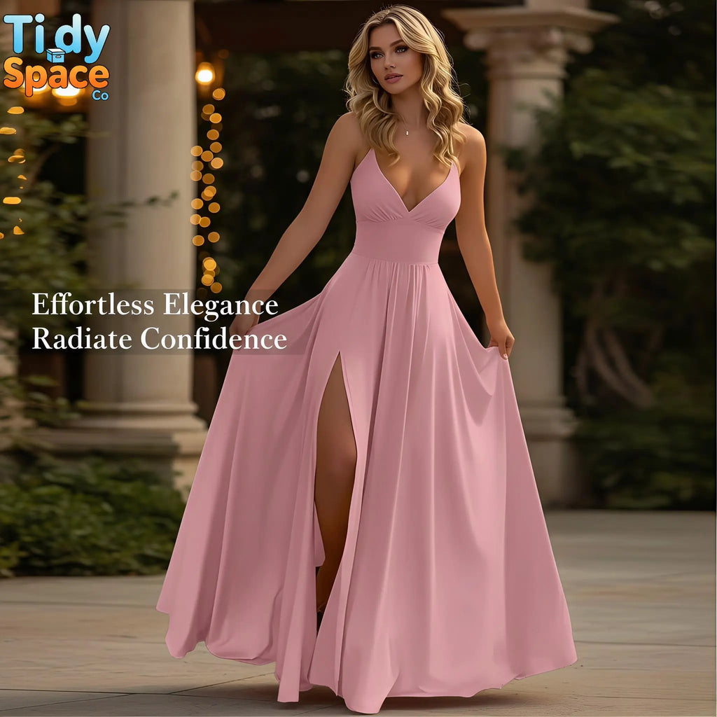 2026 Spring New Women'S Clothing, European and American Cross-Border Suspender Dress, Fashionable and Sexy Split-Ended Solid Color Dress